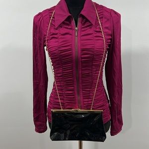 Vintage 1950’s ETRA made in the USA black patent leather Crossbody w/gold ac